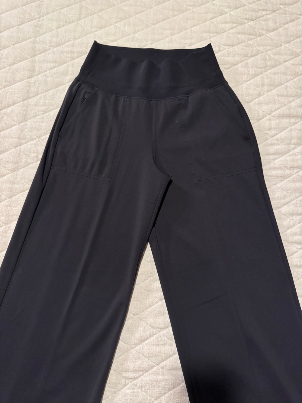 Athleta Black Wide-Leg Pull-On Pants with High Waistband
